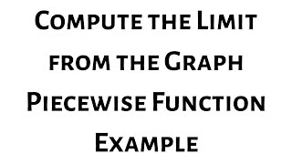 Calculus Compute the Limit From a Graph of a Piecewise Function