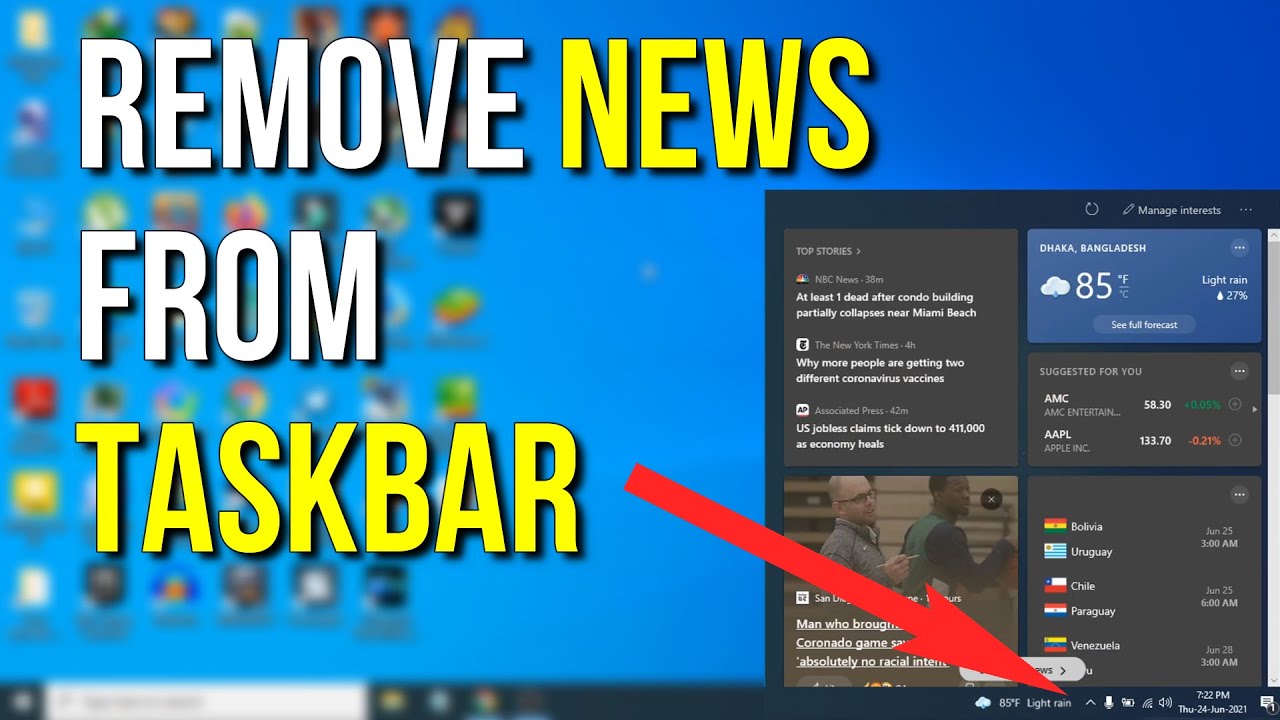 How To Remove News From Taskbar Windows 10 Disable The News And 
