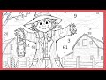 Zen Color by Number Halloween Scarecrow Jack-o'-Lanterns Pumpkins Moonlit Barn #zencolor