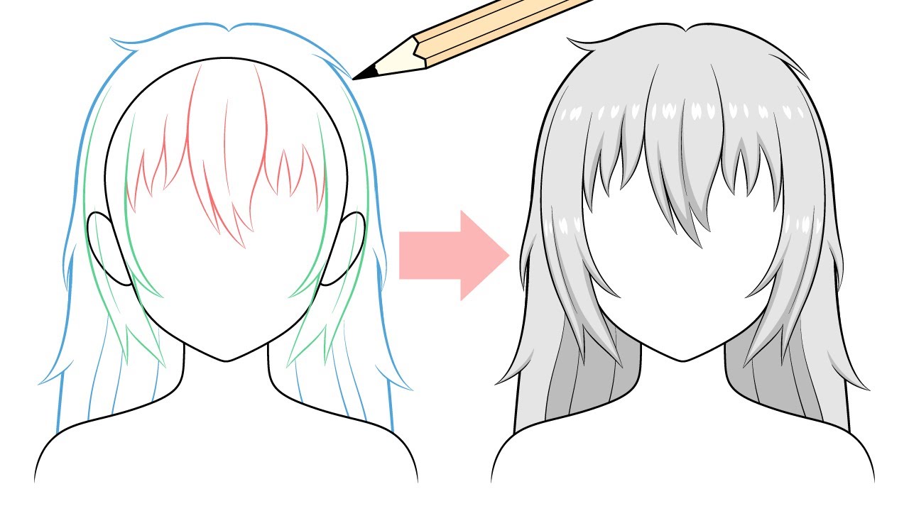 How to Draw Messy Anime Hair (Line by Line) - YouTube