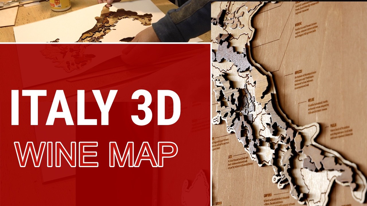 Я изготовил роскошную 3D-карту вин Италии из дерева.
