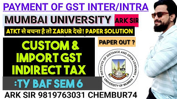 Q7 PAYMENT OF TAX #Input_tax_credit  NET TAX LIABILITY  #gst TYBCOM/TYBMS SEM6 CA TY BAF SEM 6 MCOM