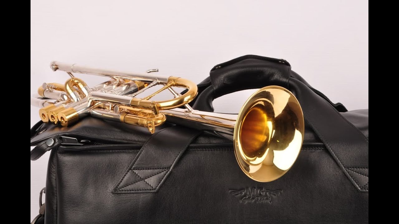 Detroit model leather double gig bag for flugelhorn and Trumpet MG Leather Work 