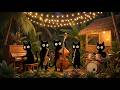 Tropical Vintage Jazz Cats for Work 🐾 Lively Black Cat Grooves to Lift Your Mood