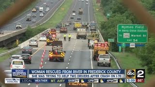 Woman rescued from river after crash on I-70 in Frederick County