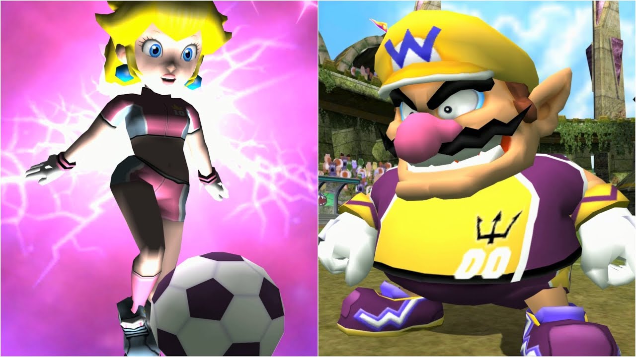 Super Mario Strikers - Peach vs Wario - GameCube Gameplay (4K60fps)