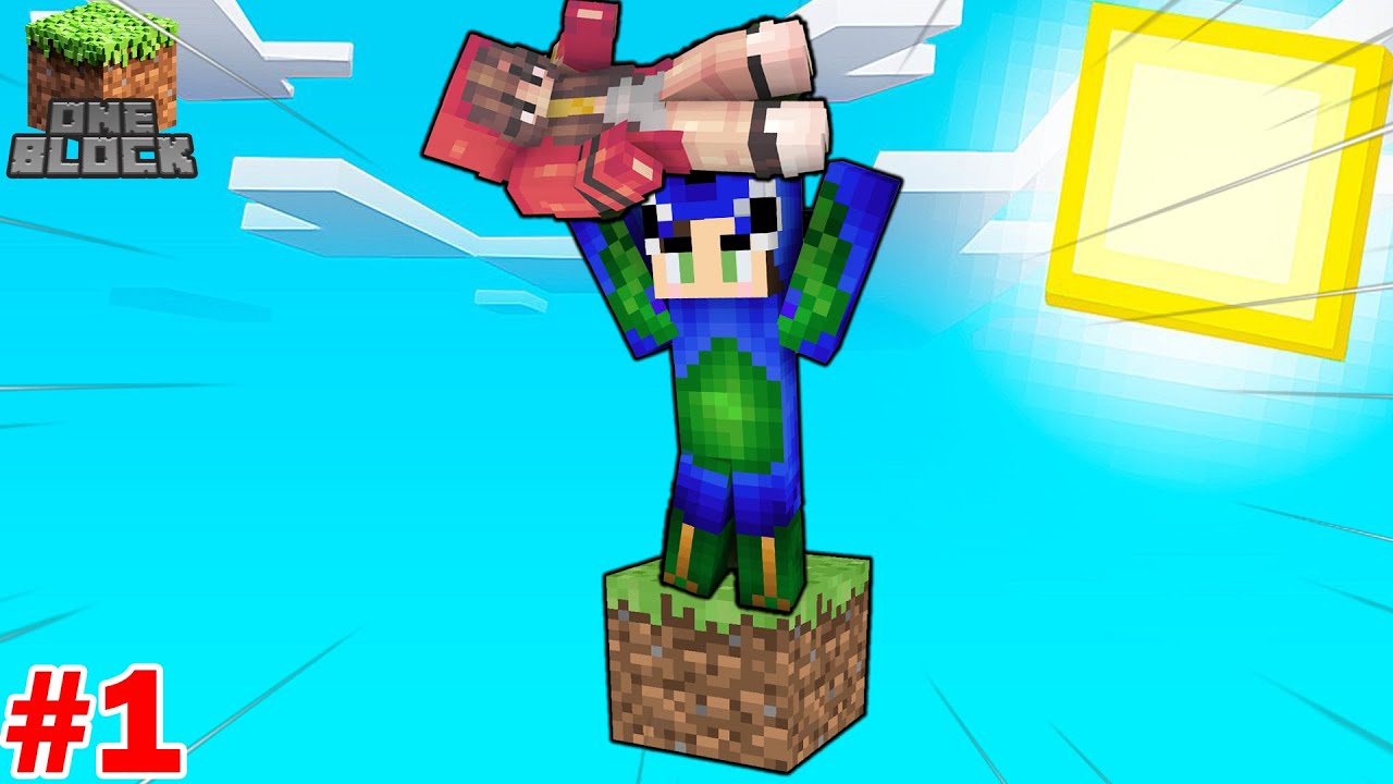 First Day In Minecraft One Block With My Sister 😍 (EP 1) - YouTube