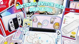 Nintendo Switch OLED Unboxing  |in White| + Accessories  |Cute
