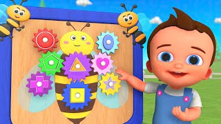 Cute Baby Boy&Baby Girl Learning Shapes With Bee Gear Toy Puzzle Game | Kids Educational Videos 2023