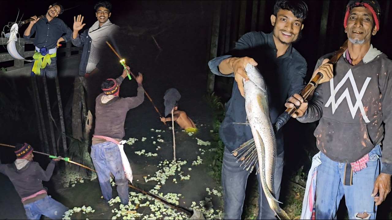 বাবার সাথে রাতে টেটা দিয়ে গজার মাছ শিকারে | Traditional fishing | সিজন ০৩ | পর্ব ০৪ | Mamun | Megh|