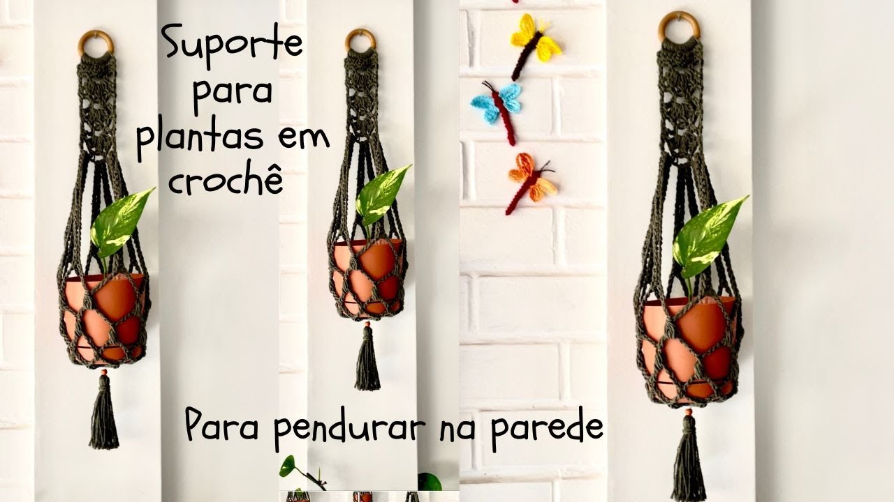 Suporte para  plantas em crochê - Parede  #crochetutorial