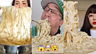 CREAMIEST ALFREDO PASTA VS MUKBANGERS! ⚪😱🤯😵🍝