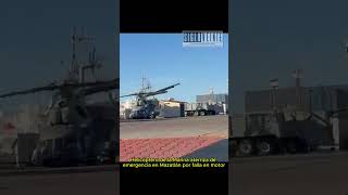 Helicóptero de la Marina aterriza de emergencia en Mazatlán por falla en motor.