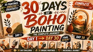 30 Days of Boho Painting Challenge | Day 1 to Day 30 Complete Collection #youtube #yshuskorner #boho