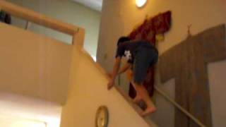 Bouzu Sliding Filmed From Down Stairs