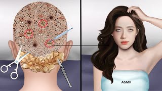 ASMR Big Flakes Dandruff & Head Lice Removal/Satisfying Scalp Treatment / Meng’s Stop MotionPART-56