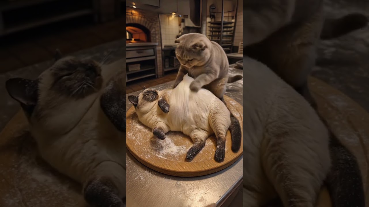 Top chef at work, making some Pizza Dough Cat with ingredients straight from a friend's belly. 🐾🍕