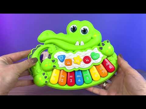 Іграшка Піаніно для дітей Крокодил із піснями озвучування українською мовою Зелений, видео 1