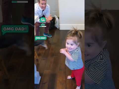 Daughter reacts to dad coming home 🏡🥰