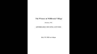 Duxbury, The Winsor at Millbrook Village - Affordable Housing Lottery