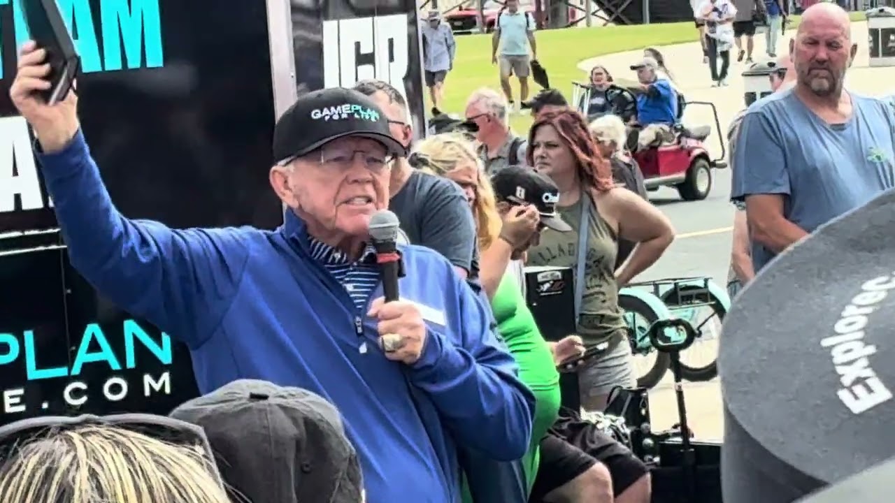 Coach Joe Gibbs preaches the Gospel at Charlotte NASCAR race in Charlotte, North Carolina
