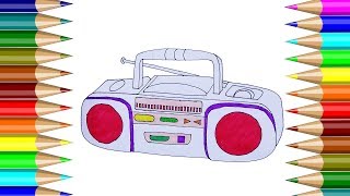 Para Colorear Radio | Cómo dibujar grabadora de cassette | Dibujos para colorear para niños CP-4K screenshot 5