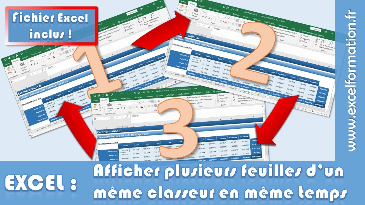 Comment Afficher Plusieurs Feuilles D Un M Me Classeur En M Me Temps Sur Excel Youtube