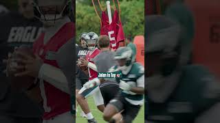 Jalen Hurts threw an absolute dime to Dontayvion Wicks at camp today #shorts