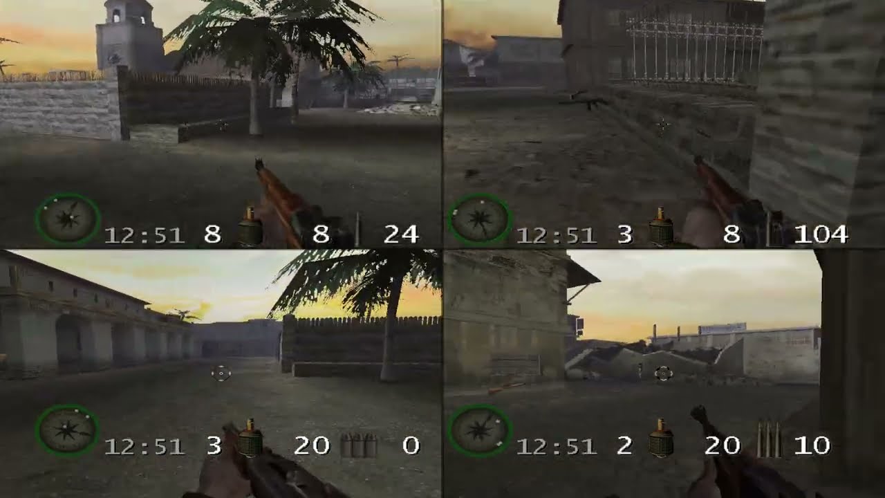 Medal of Honor Rising Sun - 4P Splitscreen VS Bots - Gamecube - RetroArch Emulation