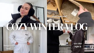 COZY WINTER VLOG: snow day, target home finds, loungewear haul + dinner date night at home!
