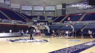 Defensive drill at #UConn women's basketball practice on Friday