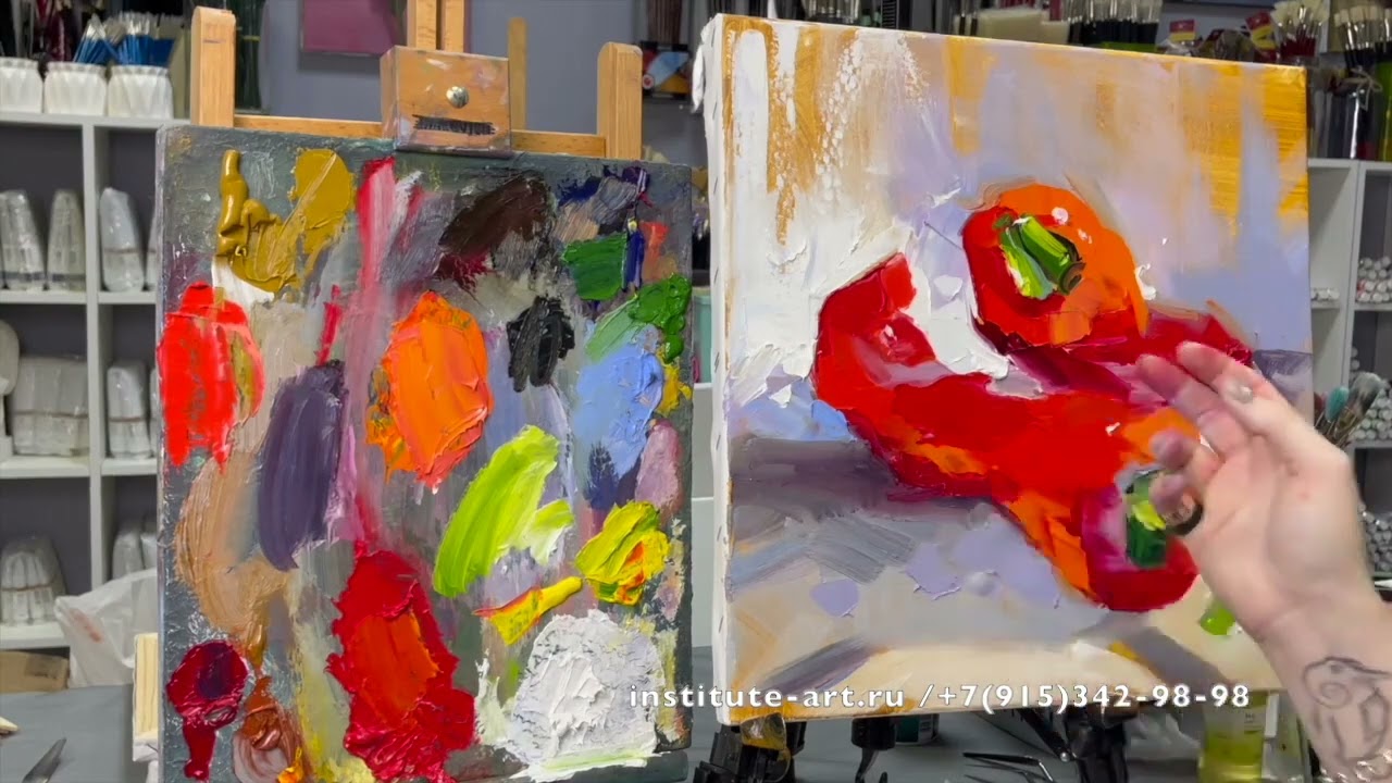 Научиться рисовать перцы в стиле Анс Дебие с Анной Мараткановой / Мастихин для начинающих / масло 