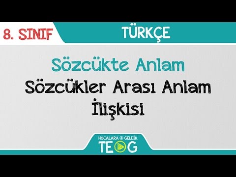 Sözcükte Anlam - Sözcükler Arası Anlam İlişkisi