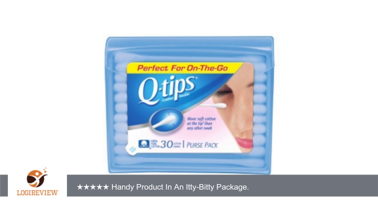 QTips Cotton Swabs Purse Travel Size Pack, 30 Count (Pack of 3