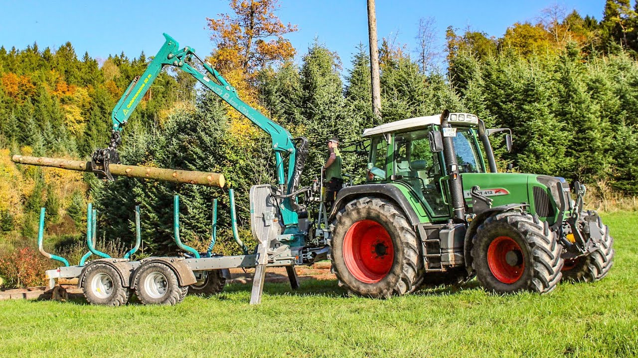 Fendt 412 Vario + Pfanzelt Rückewagen | Das Dieselross allein im Wald | 2017 [DJI Phantom 4]