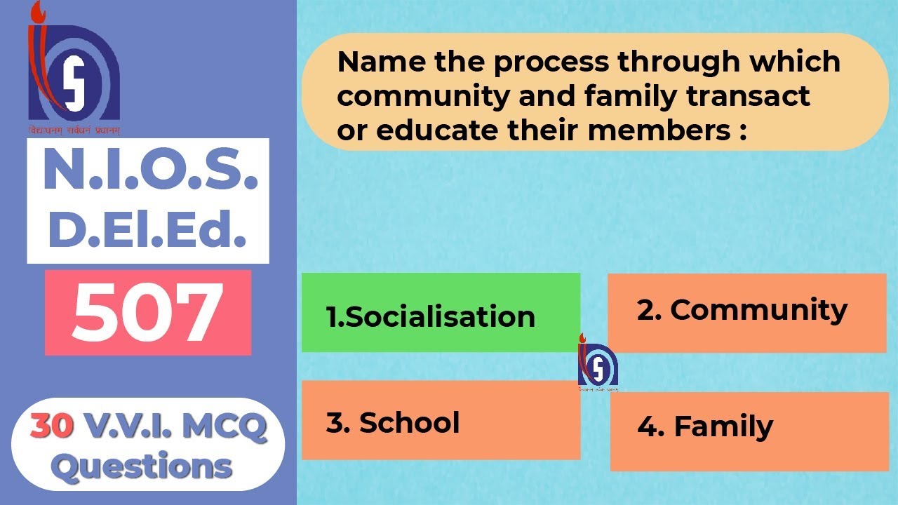 NIOS Deled 507 MCQ VVI Questions