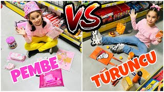 PEMBE VS TURUNCU KIRTASİYE ALIŞVERİŞİ CHALLENGE !! SENİN RENGİN HANGİSİ ??