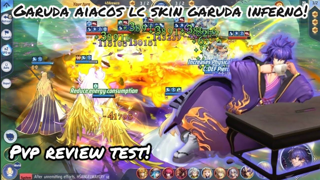 Saint Seiya: Awakening (KOTZ) - Garuda Aiacos LC Skin Review: Garuda Inferno! PvP Review Test!