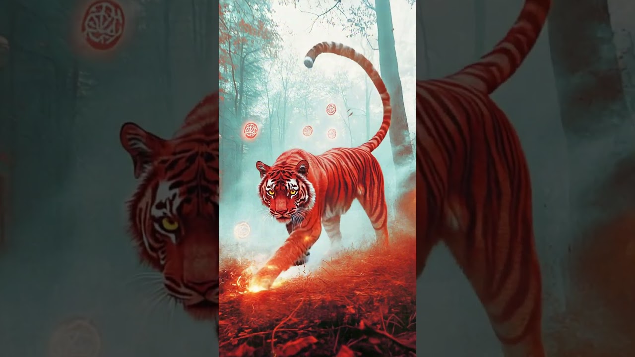 Reg tiger in the forest[AI Video]