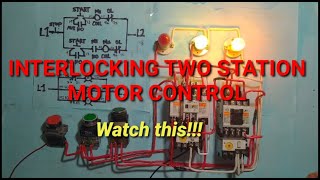 INTERLOCKING TWO STATION MOTOR CONTROL WIRING (TAGALOG)