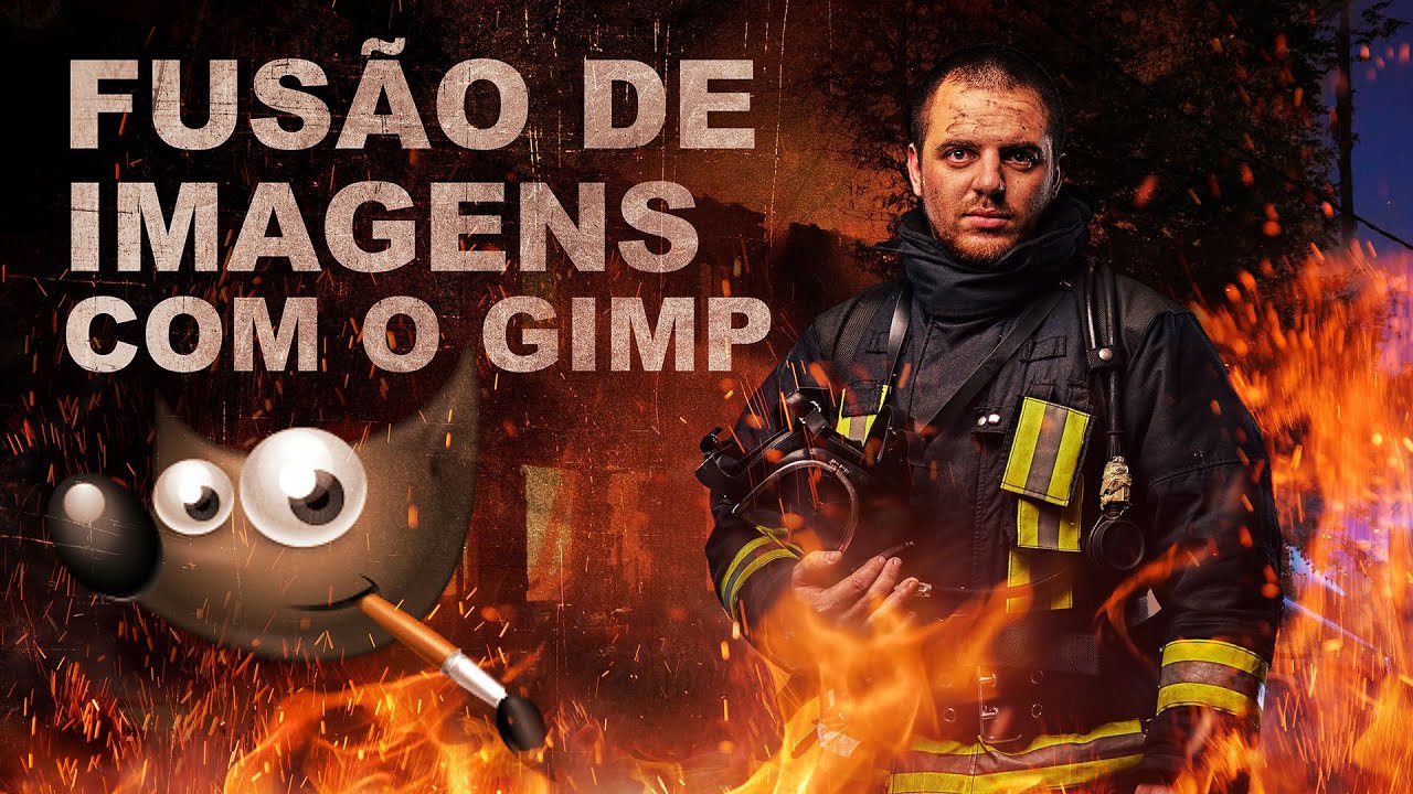 Fusão de imagens com o Gimp - Fogo - Bombeiro