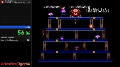 Donkey Kong (NES) - Game A, 1 Loop speedrun in 1:43