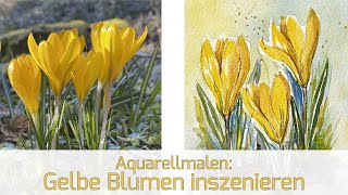 Krokusse mit Aquarell malen - 1 kleiner Trick