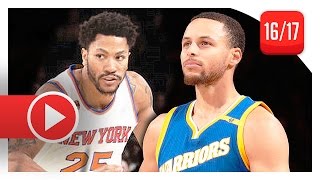 Stephen Curry vs Derrick Rose PG Duel Highlights (2017.03.05) Knicks vs Warriors - SICK!