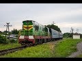 ЧМЭ3-3795 с пригородным и М62-1361 с пассажирским поездом Черновцы - Харьков около пл.Угрынов