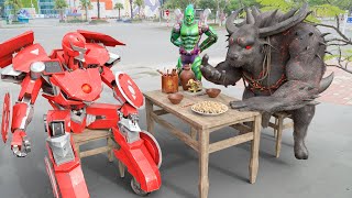 Ограбление 23 -го века: Buffalo Monster vs Green Goblin Robot Transformers