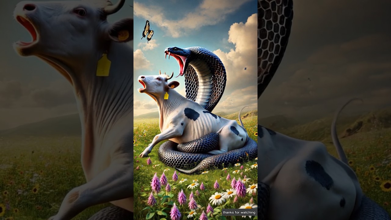A dangerous snake attacked a cow 😭 