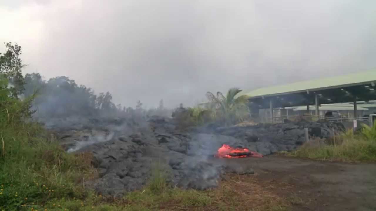 Lava flows into village's waste and recycling center YouTube