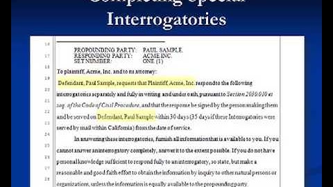 Introduction to Discovery: Part 6: Propounding Special Interrogatories