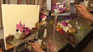 Этюд с орхидеями. Фрагменты урока. The etude of orchids. Fragment of lesson. Oil painting Этюд с орхидеями. Фрагменты урока. The etude of orchids. Fragment of lesson. Oil painting